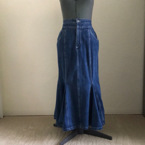 Vintage Chaus Denim Long Gored Skirt - Picture 1 of 2